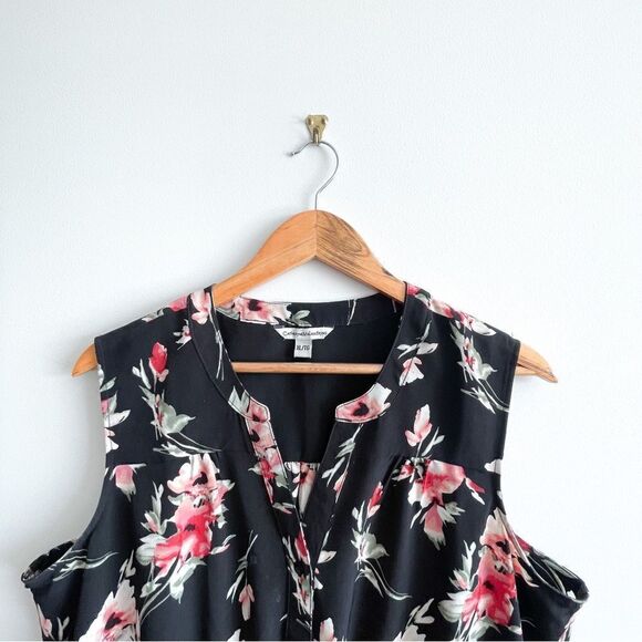 Catherine Malandrino Floral Drawstring Tie Dress Sleeveless Button Up Women's XL - Picture 3 of 7